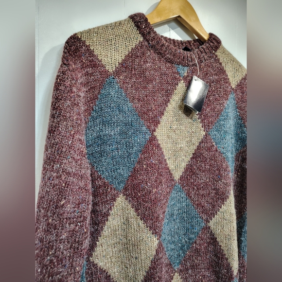Vintage Sundays Sportswear Co Wool Blend Argyle Sweater Mens Large NWT Deadstock - Picture 2 of 9